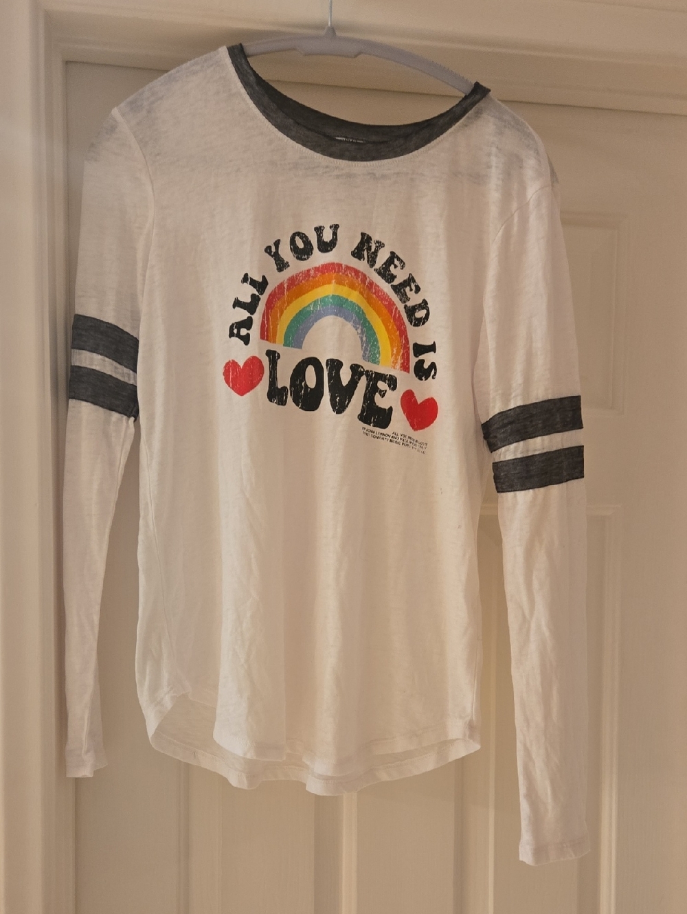 Kids White Long-Sleeve Tee with Rainbow 'All You Need Is Love' Graphic